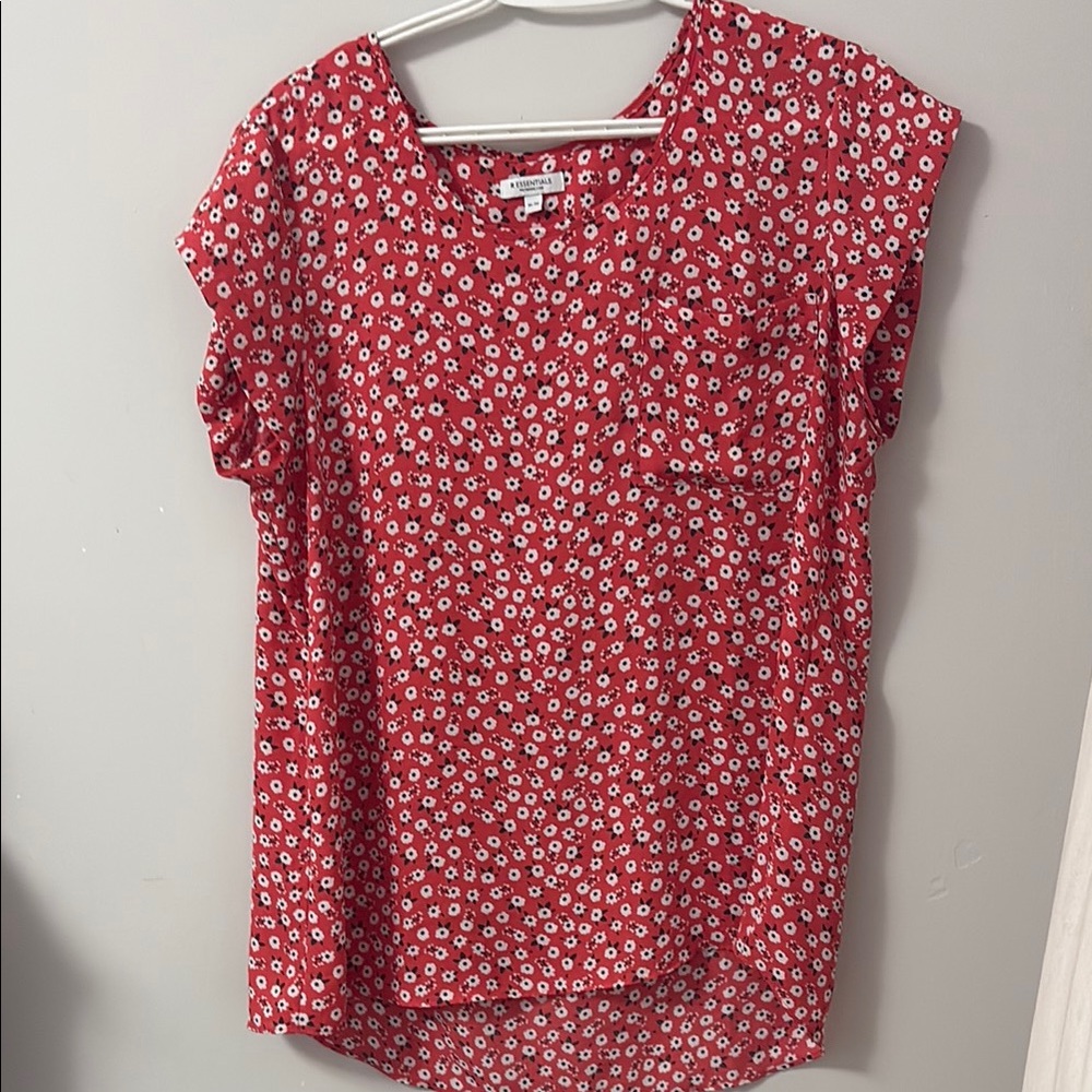 Essentials by Reitmans Pink Short Sleeve Boxy Blouse